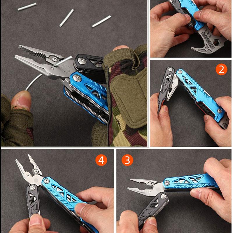 Multi Functional Stainless Steel Folding Sheep Horn Hammer Tool Field Emergency EDC Manual Combination Tool