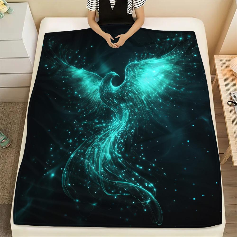 Sparkling Phoenix  Print Flannel Blanket, High quality Comfortable for All Seasons, Home Decor, Warmth and Comfort