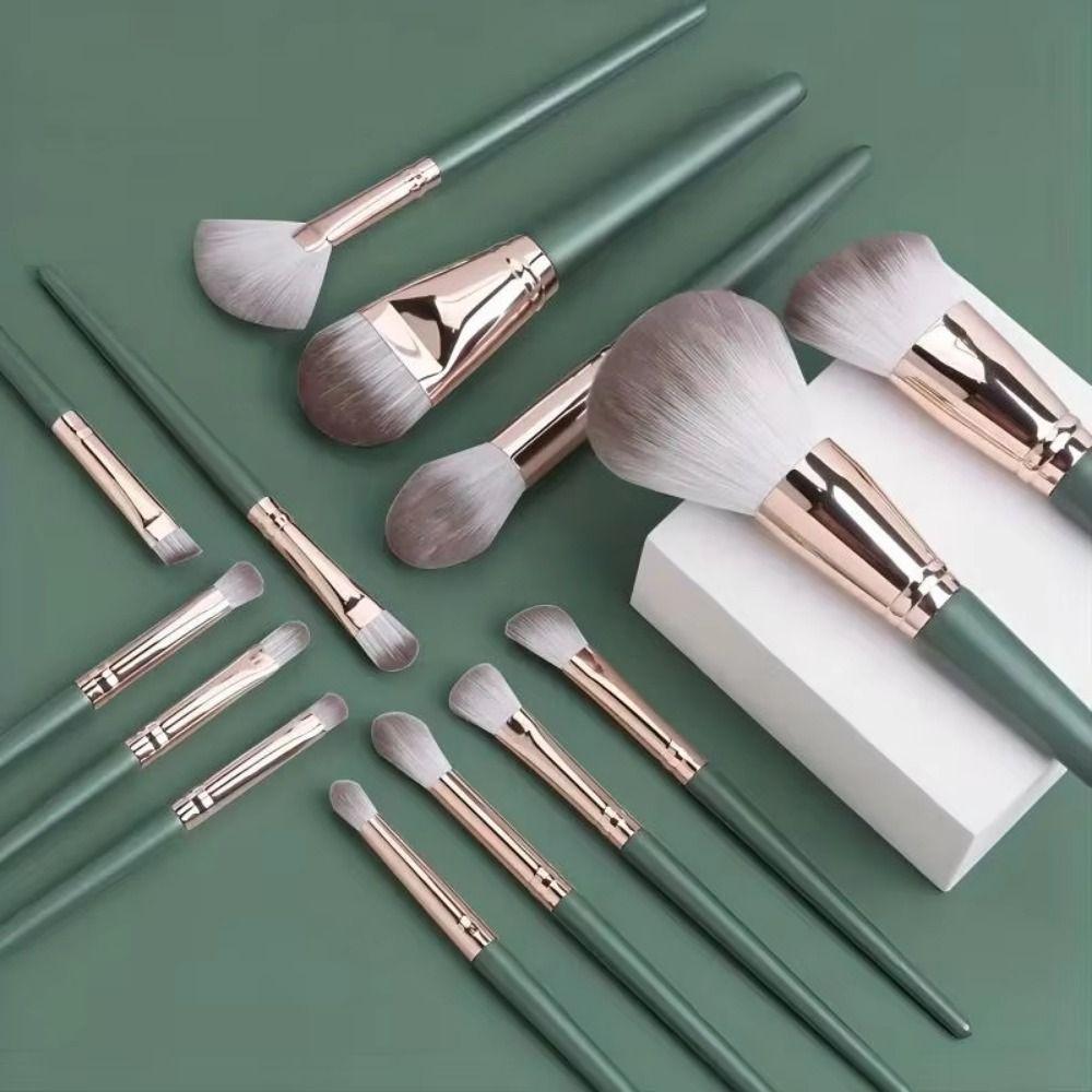 14Pcs Soft Bristle Cosmetic Brushes Portable Set Foundation Concealer Brush  Eye Shadow Application