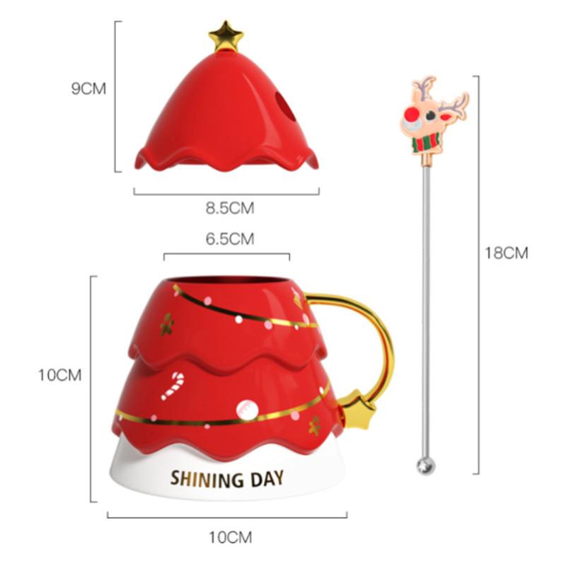 1ks 3D INS hrnek na vánoční stromeček kreativní keramický 460ml velkokapacitní hrnek na mléko a kávu termoska s víčkem losí lžička vánoční dárek na večírek