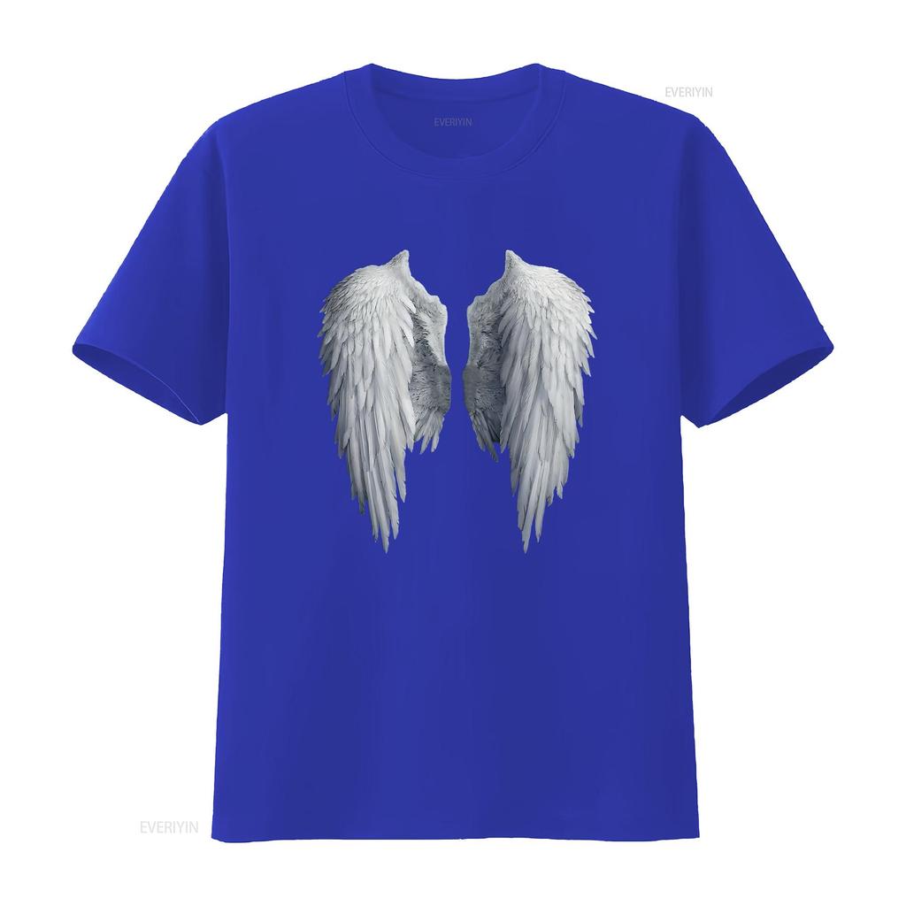 Fancy Womens Fashion Angel Wings Simple Cute T Shirt Black vintage Washed graphic homme Soft Stretched Stylish Versatile Unisex