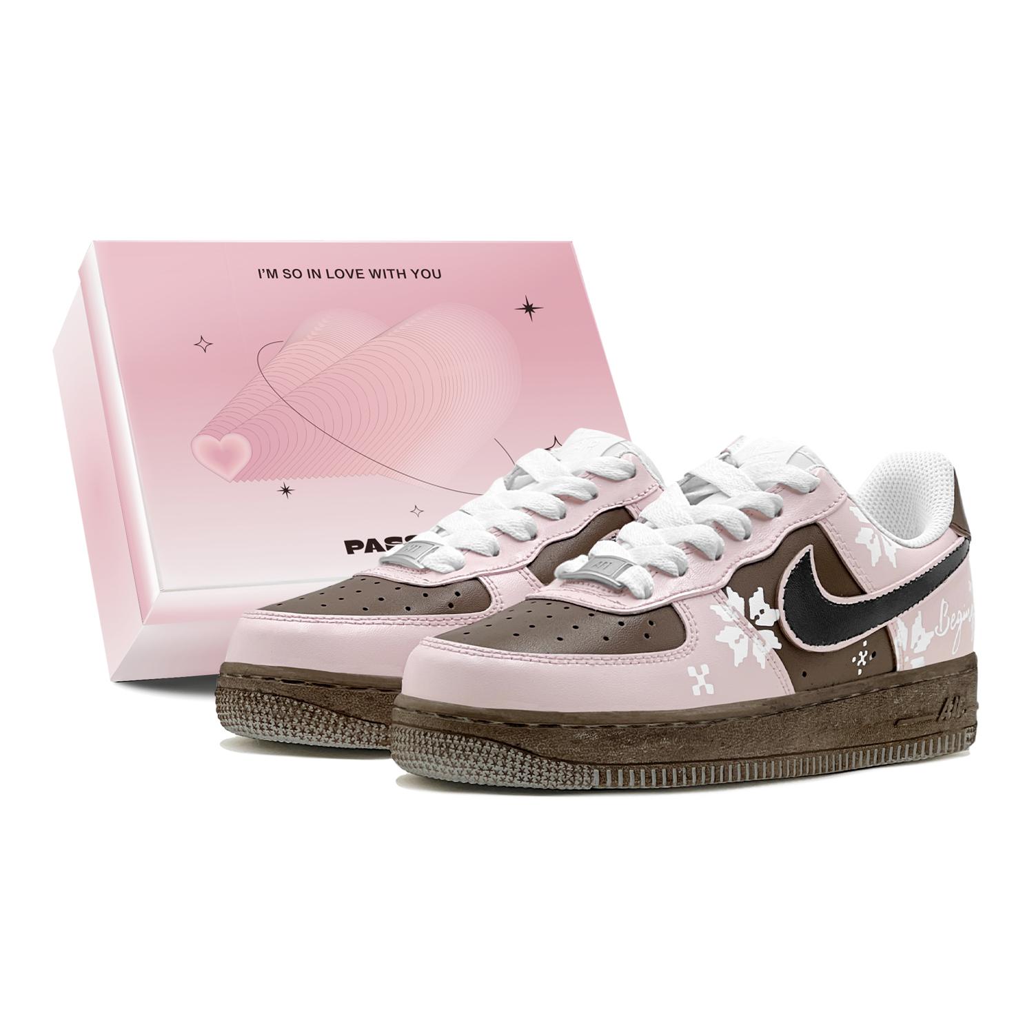 

Nike Air Force 1 Air Force 1, Couple s, Romantic Treatment, Pink Brown Floral Design Low top Skateboard Shoes Women s DH2920-111(TeamS1-S-BOX) 36