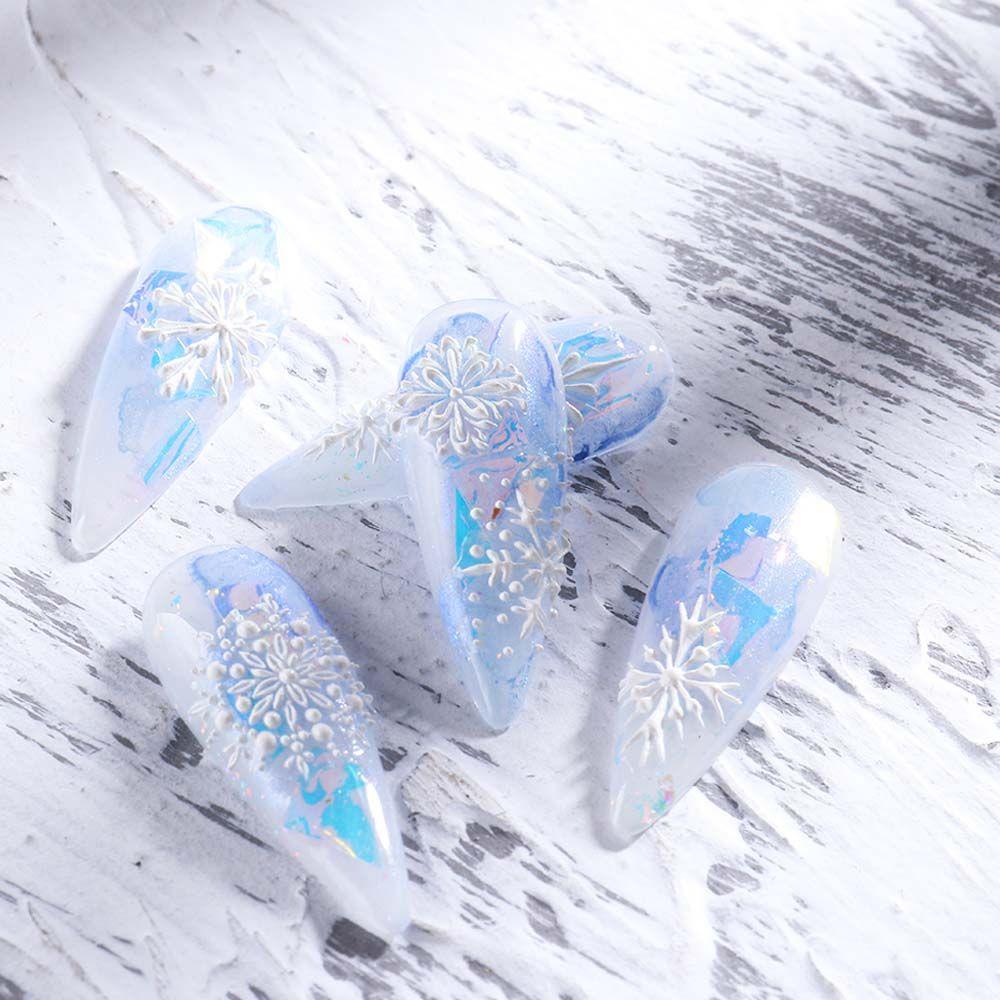 White Snow Christmas DIY Nail Art Decoration Nail Art Stickers 5D Nail Decals Manicure Design