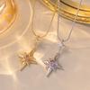 Light‑Luxury High‑End Cross‑Surrounded‑By‑Stars Women Pendant Necklace, Zircon Micro‑Inlaid Commuter‑Oriented Delicate Collarbone Necklace