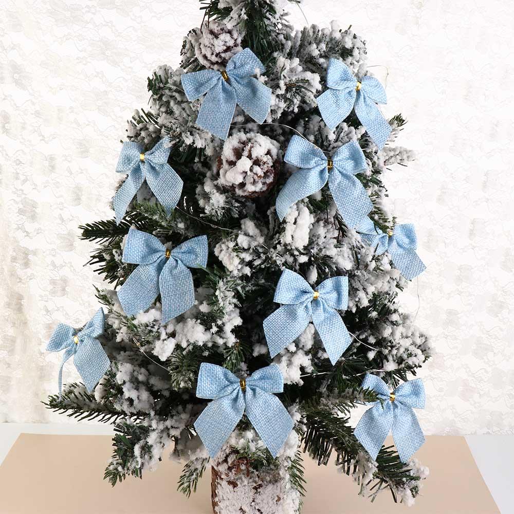 10Pcs/set Cloth Christmas Plaid Bow Various Style Cute Xmas Tree Pendant Soft Plaid Bow Christmas Garland Accessories