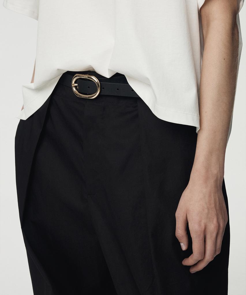UMARMUNG Extra Long Staple Cotton Oval Silhouette Pants_Black