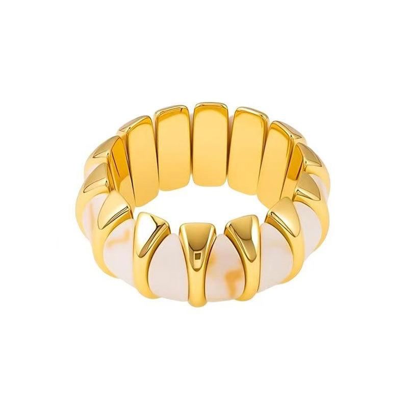 Colorful Smudged Acrylic Geometric Elastic Bracelet European American Exaggerated Premium Hand Ornaments For Ladies