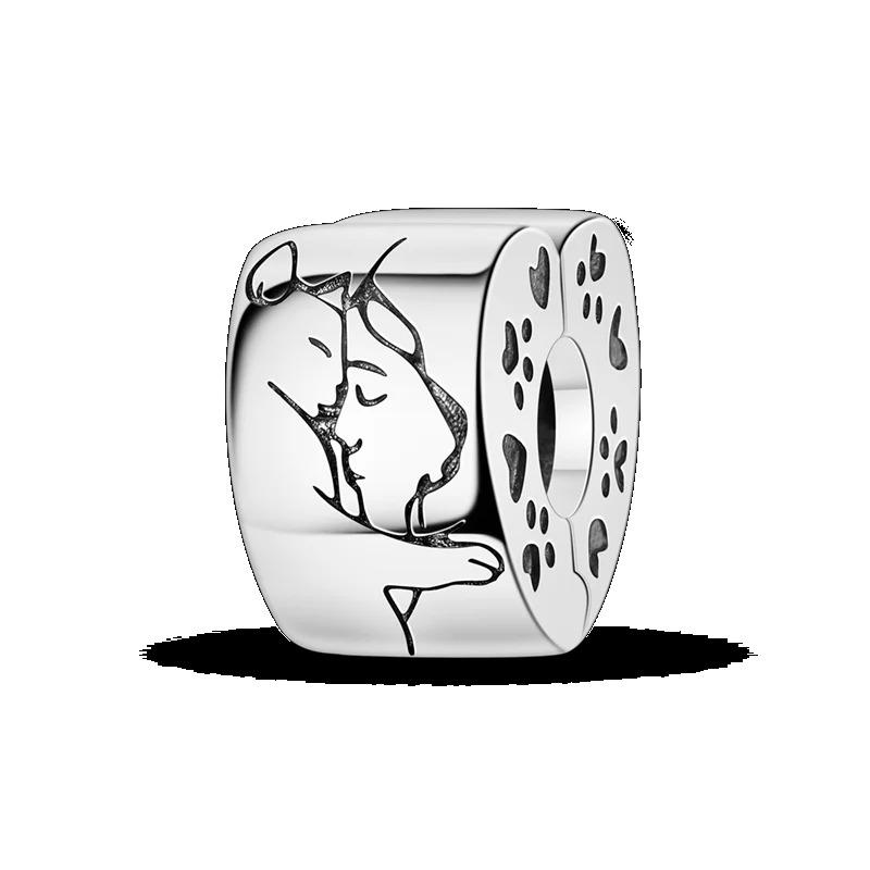 Silver Clasp 925 Silver CZ Pave Clip Charms Daisy Beads Stopper Safety Chain Fit Original Bangle Bracelet Jewelry Clip