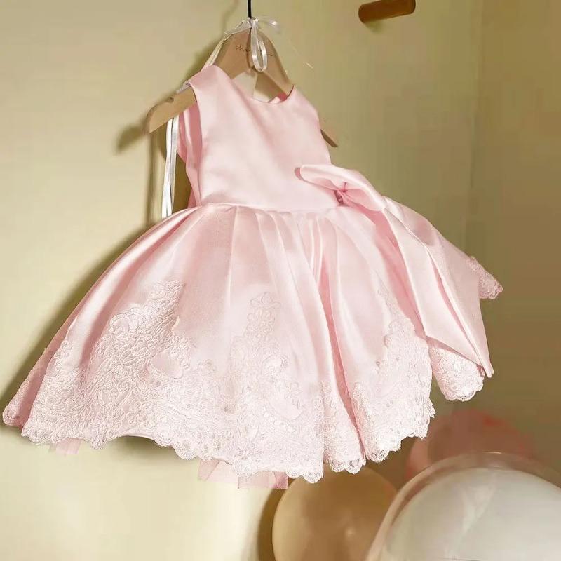 Elegant Dresses Girls Christmas Solid Lace Girl Party Dress Princess Birthday Wedding Costume Clothes