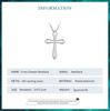 BISAER 925 Sterling Silver Cubic Zirconia Cross Pendant Necklace Chopin Chain Adjustable Plated Platinum Women Fine Jewelry