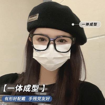 Big Head Circumference Black Beret Women's Winter New Face Small Reverse Wearing Forward Hat Autumn and Winter Wool Painter Hat