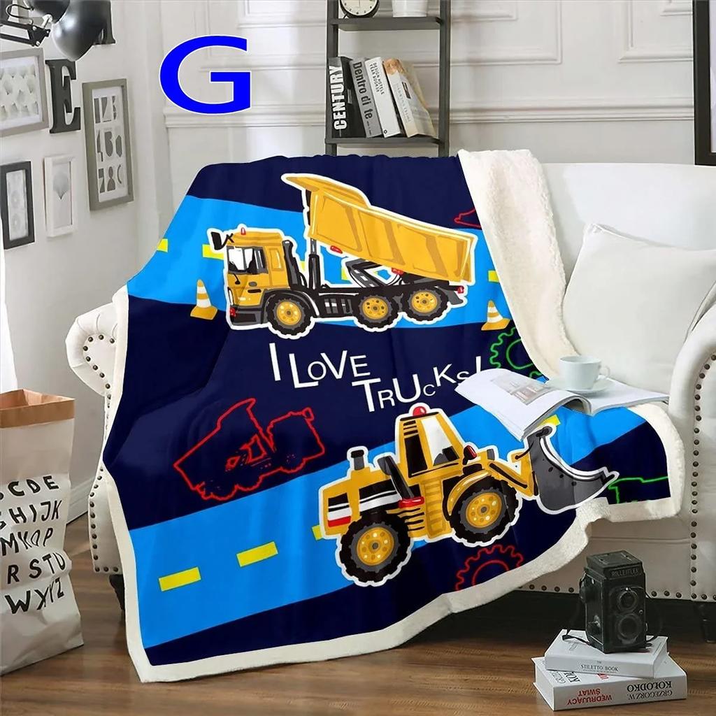 Excavators Flannel Blanket Equipment Trucks Blanket Construction Tractor Throw Blanket