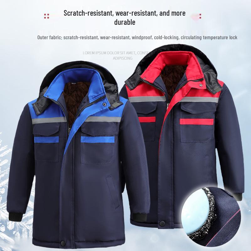 Men's Thick Winter Work Jacket - Wear-Resistant, Anti-Scald, Cotton with Plus Velvet Lining