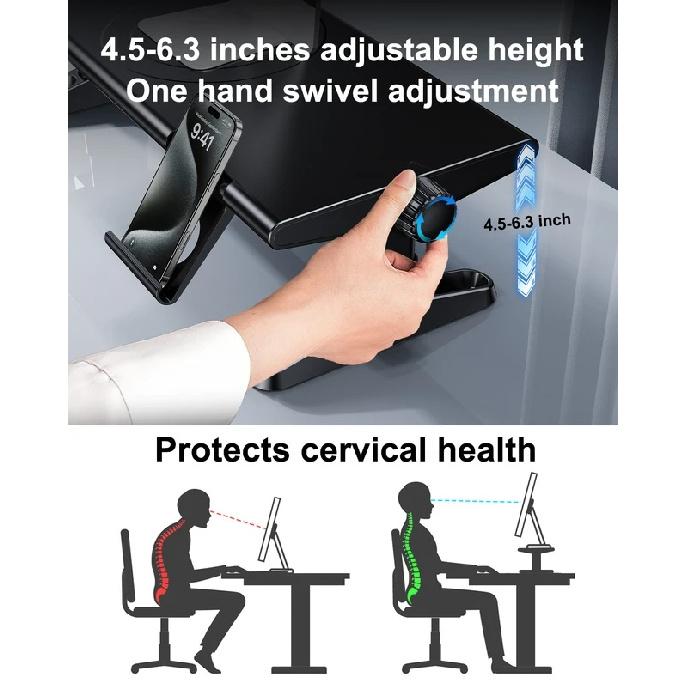 Eary Computer Monitor Stand Riser Height Adjustable With 4-Port USB 3.0 Type-C for Laptop Office Desk Accessories Phone Holder