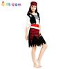 Pirates of the Caribbean Stage Performance Adult Female Red Black Stripe Irregular Skirt Skull Suit Performance Costume
