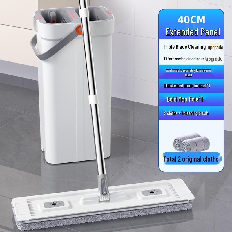 Hands-Free Mop with Flat Water-Squeegee and Wet/Dry Separation for Easy Cleaning