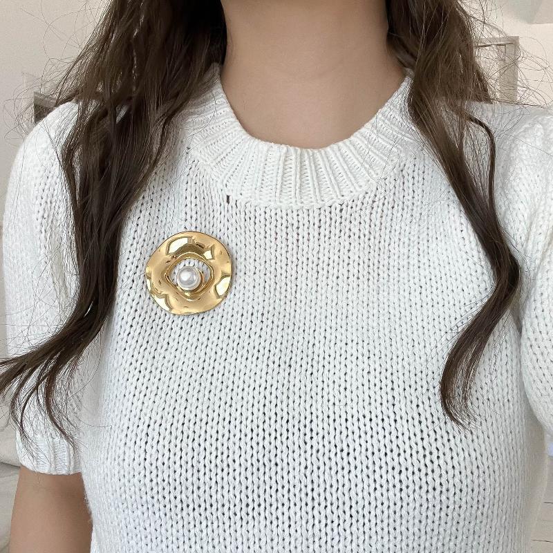 1pc Metal Glossy Pin For Women Unique Exquisite Suit Corsage Pins Party Jewelry Fashion Accessory