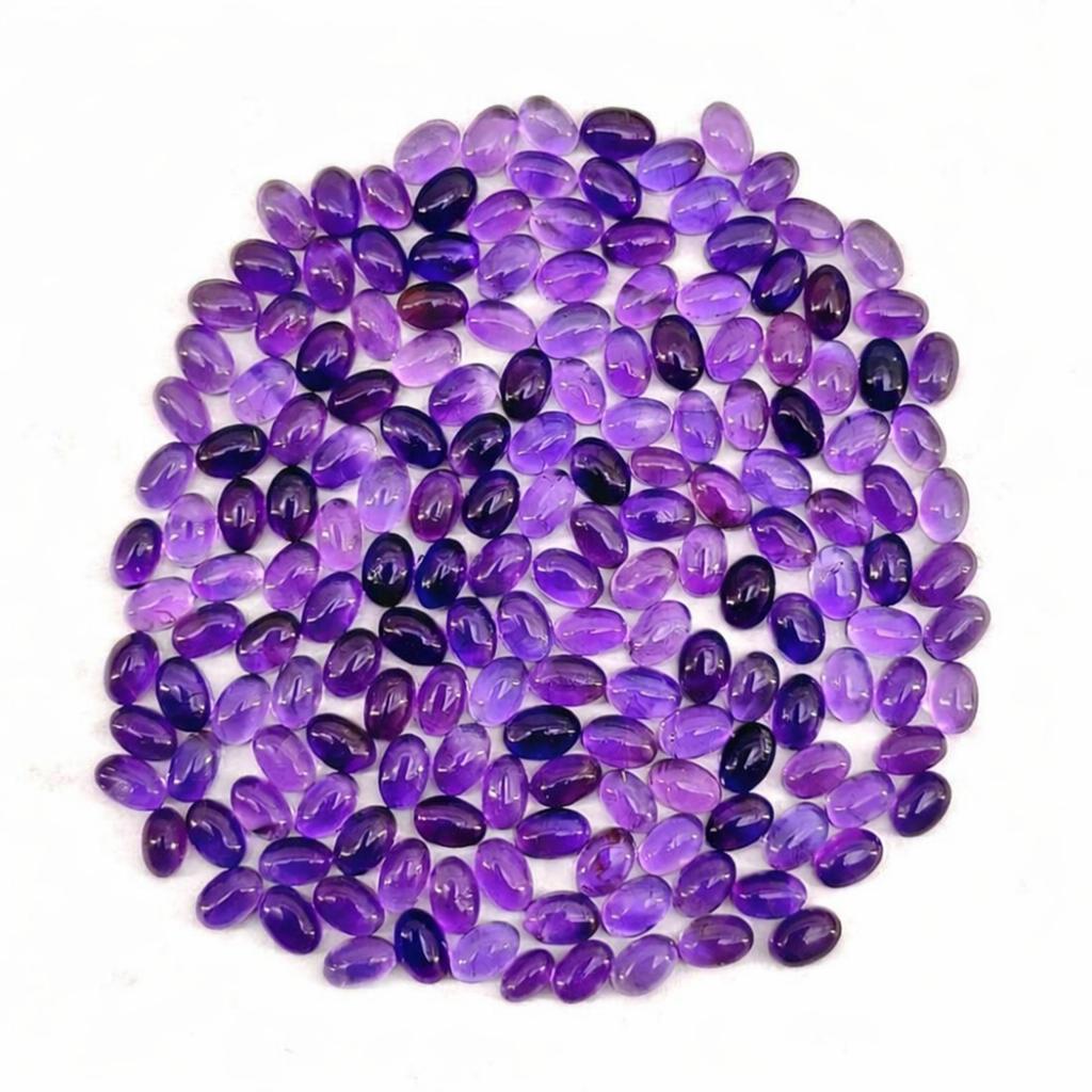 Amethyst Cabochon Lot 6x4mm Oval Cut – Purple Amethyst Gemstones for Jewelry Making Supplies