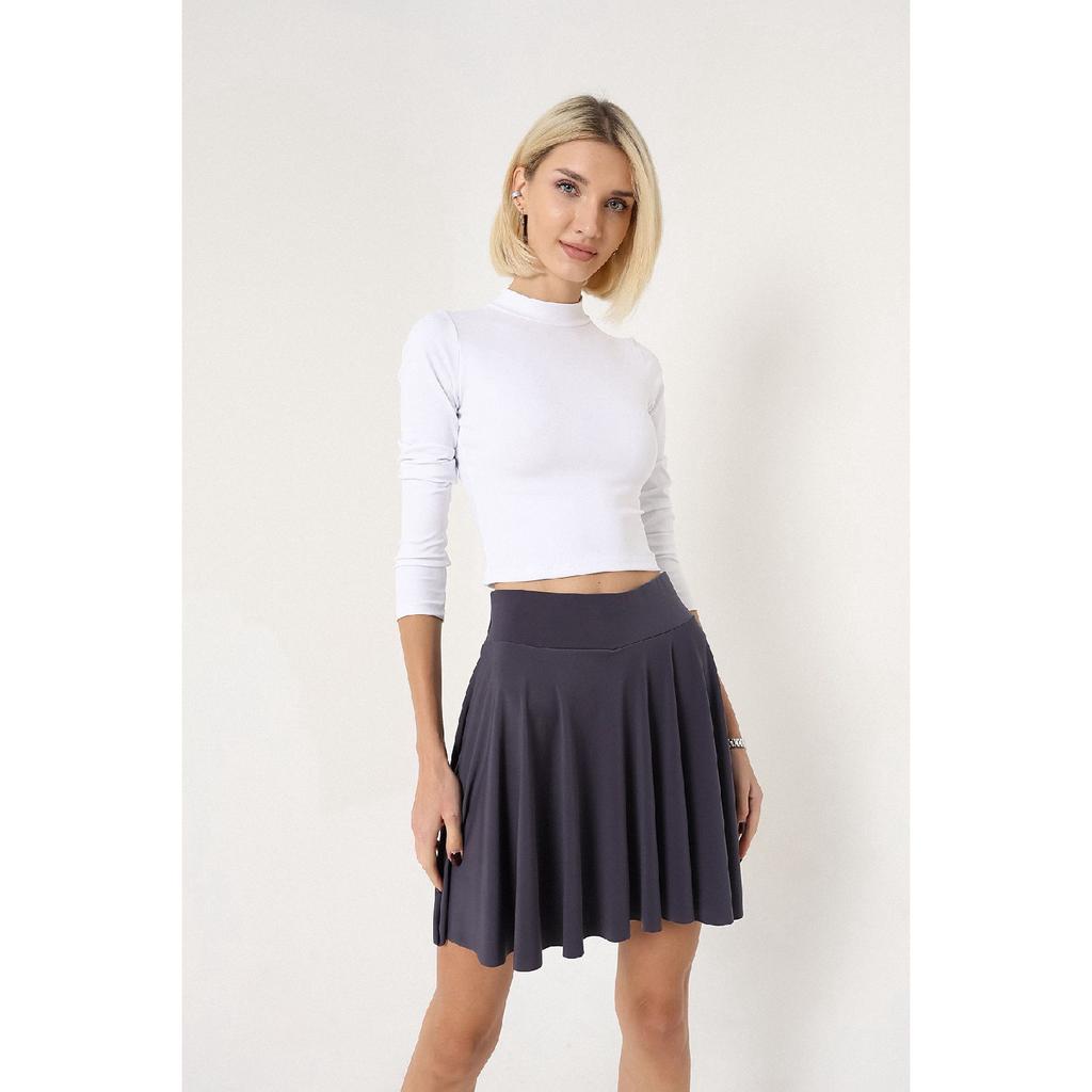 Fusta Neagră Evazată De Damă Cu Pantaloni Scurt Evazați Flexibili