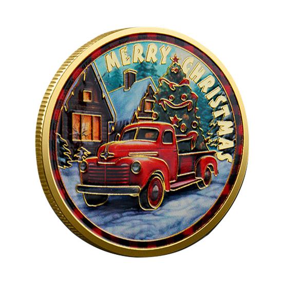 

Рождественские монеты Санты, двухсторонняя коллекционная монета из сплава, красочный узор, праздничная сувенирная монета на Рождество G
