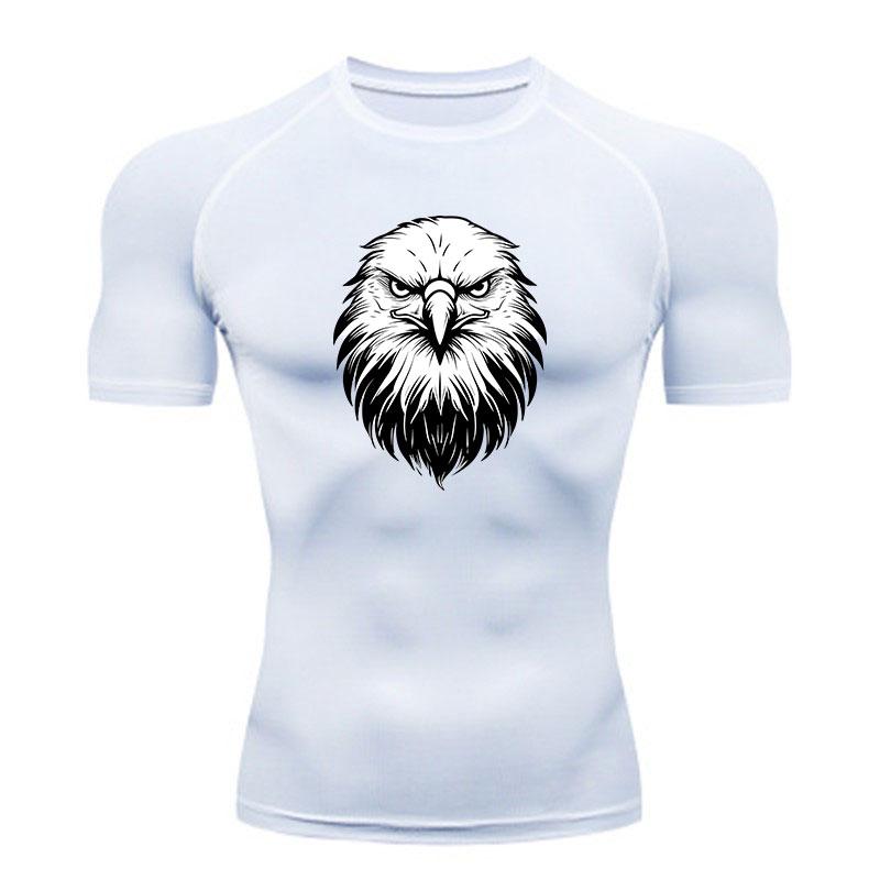 Men's Compression Athletic T-Shirt, Eagle Head Print Quick D