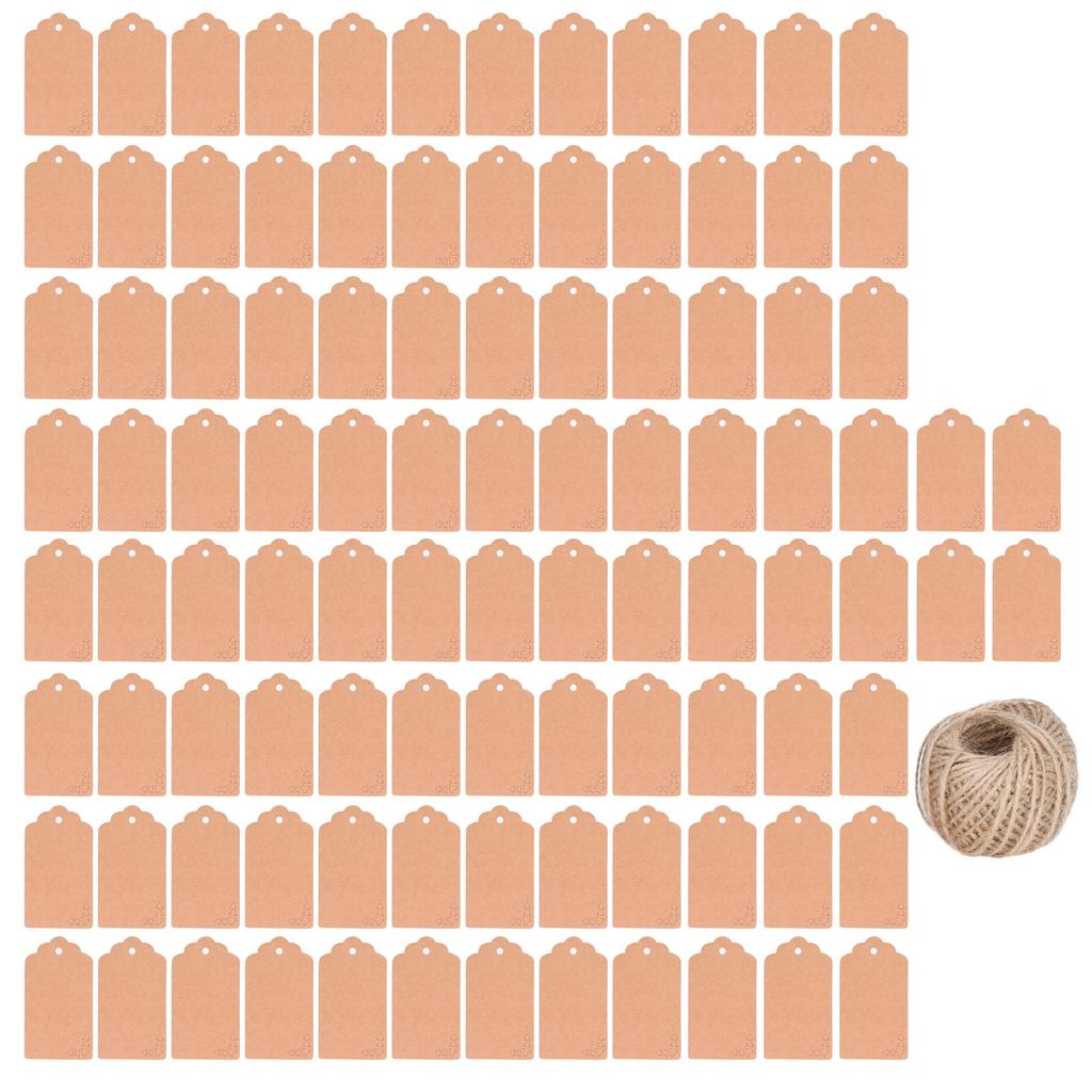 100 Pcs Clothing Tags Double Sided Kraft Paper DIY Craft Gift Tag with 30m Jute Twine for Wedding Christmas
