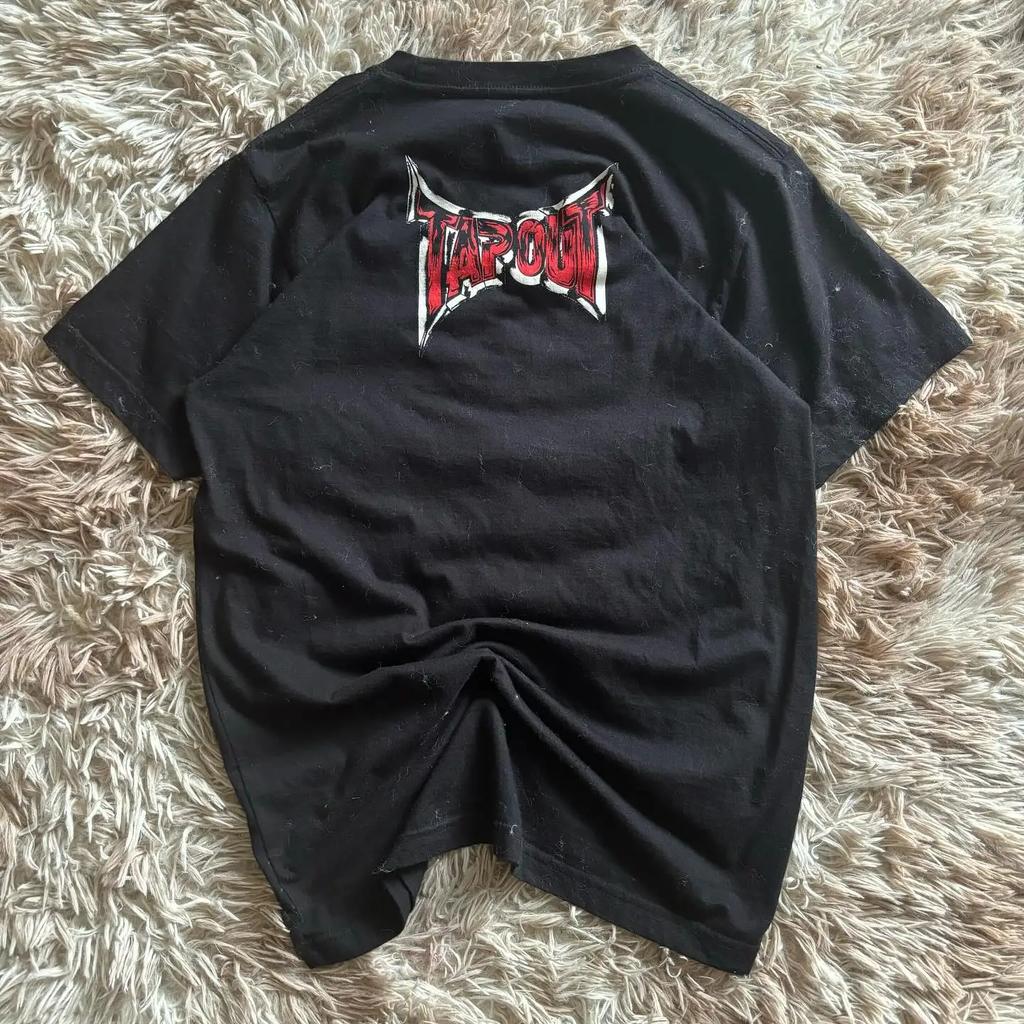 Y2K Tap Out Skull Print T Shirt Dark Aesthetic Round Neck Streetwear Oversized Gothic Cotton Tee Soft Retro Loose