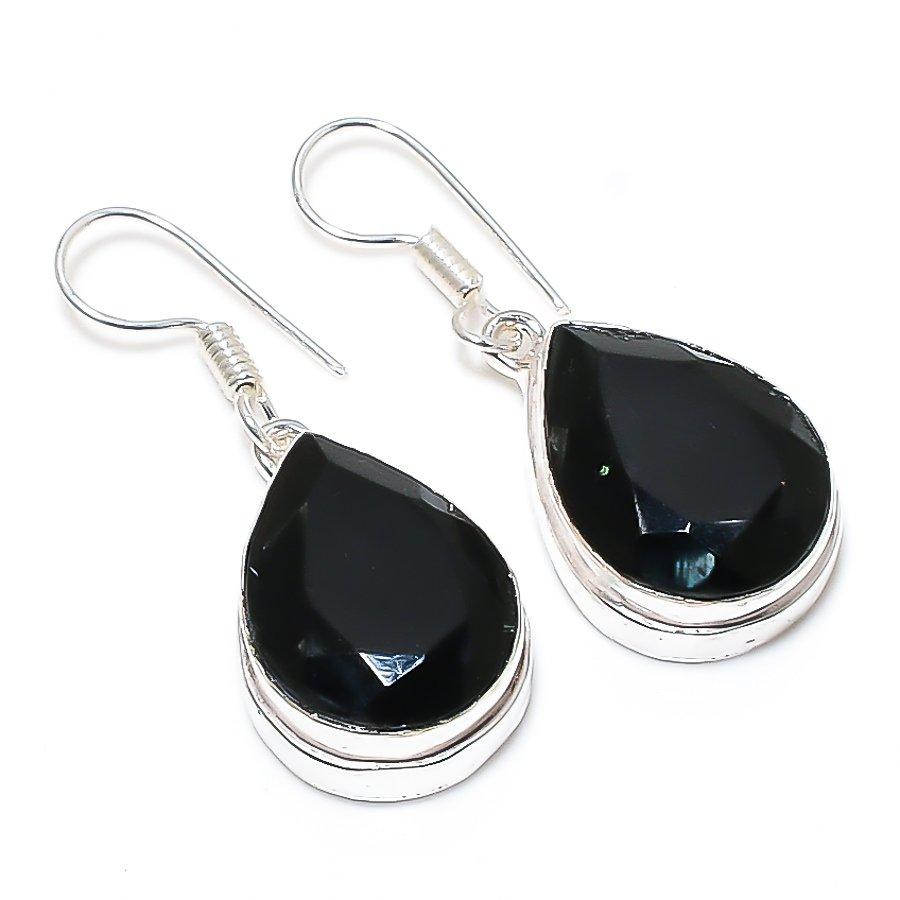 

Black Spinel Gemstone Handmade Ethnic Jewelry Earring 1.46 SR-8164