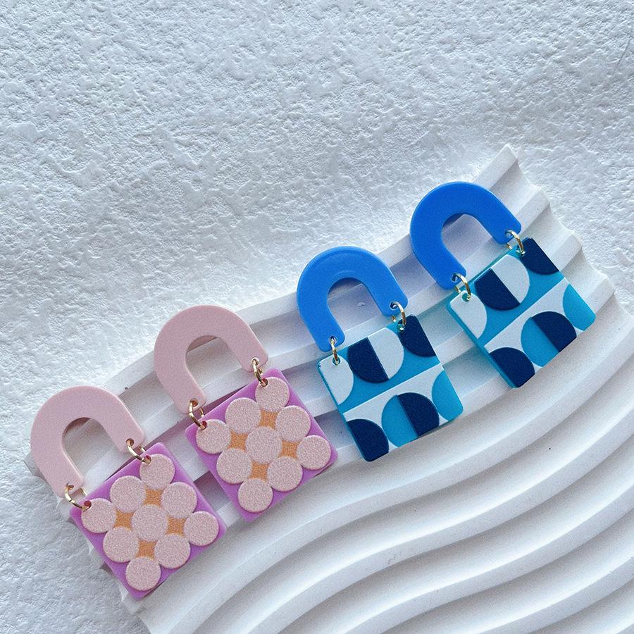 Creative Acrylic Geometric Earrings: Fun Handbag Shape, Irregular INS Style for Women and Girls