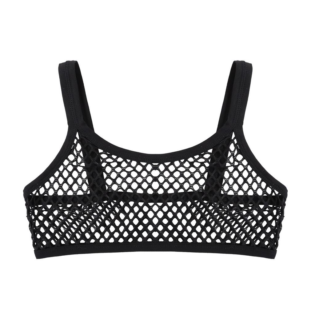 Women Sexy See Through Fishnet Bra Top Mesh See Through Unlined Bralette Cropped Tank Tops