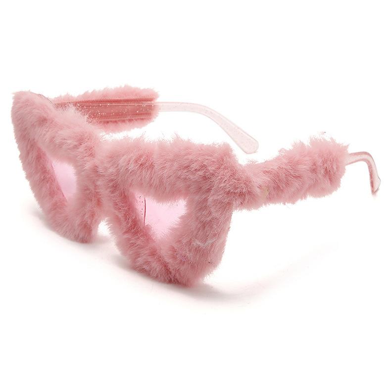 New Fashion Glasses Plush Love Sunglasses Peach Heart Dance Party Funny Heart Sunglasses