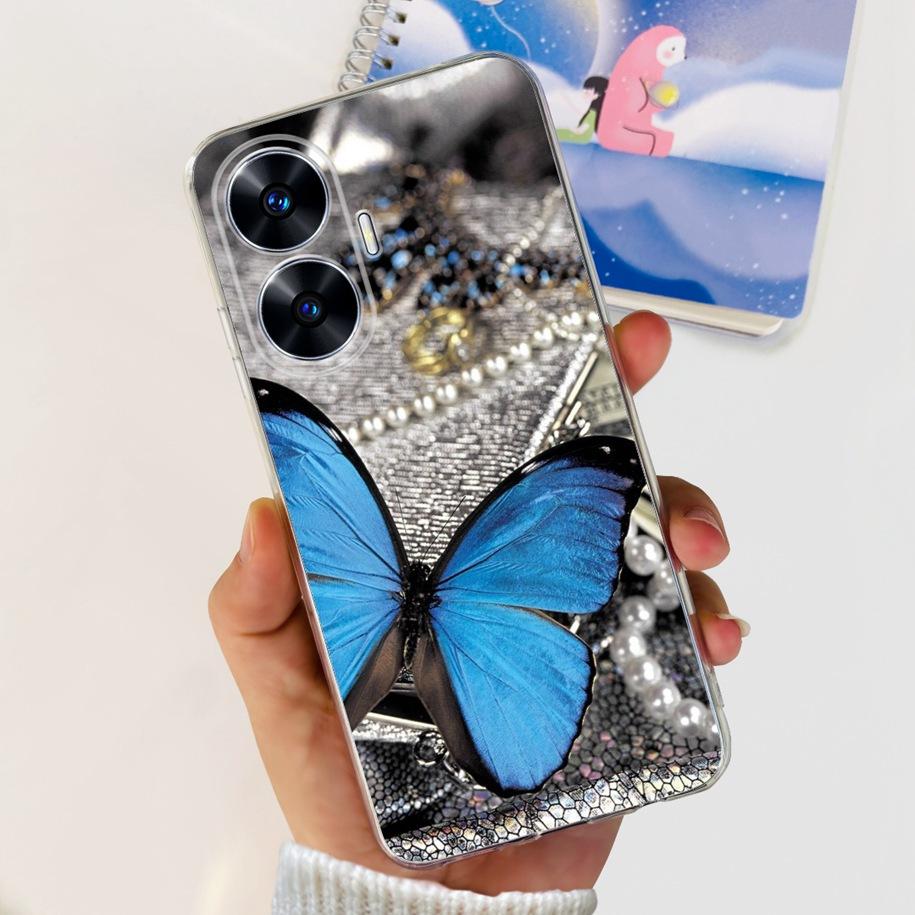 For Realme C55 4G Case 2023 Phone Cover Beautiful Flower Painted Soft Funda Clear Coque For Realme C55 2023 Bumper RealmeC55 Bag