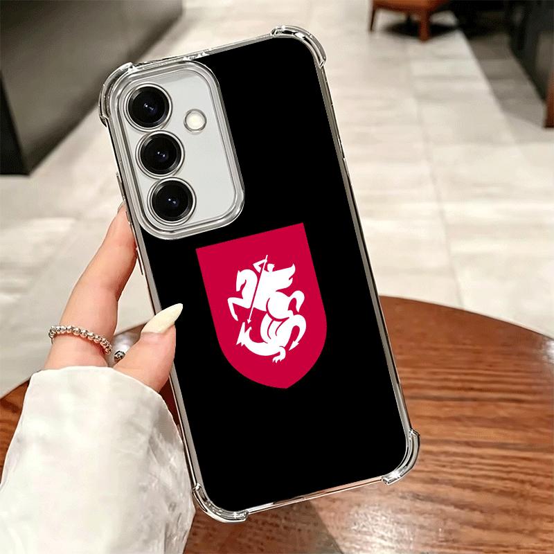 Georgia Passport Flag Plating Phone Case For Samsung A17 A07 A37 A57 A16 A56 A15 A55 A14 A54 A13 A53 A26 A36 A25 A35 A24 A34 A23