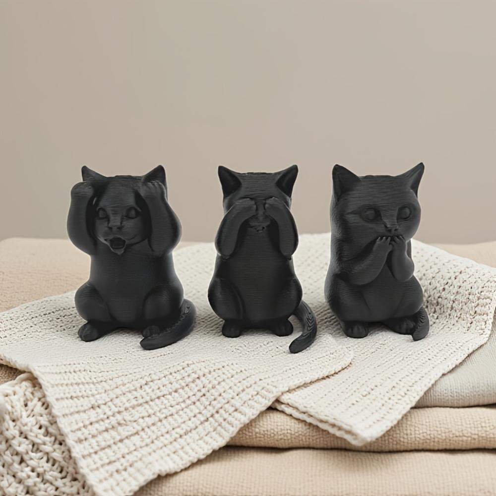 Super Cute Creative Simulation Three No Cats, No Evil Visible, If Not Obedient, Don't Speak ", Very Suitable for Home Decoration