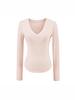 Korean V-Neck Long-Sleeve Slim Fit Sheer T-Shirt for Women - Autumn Essential