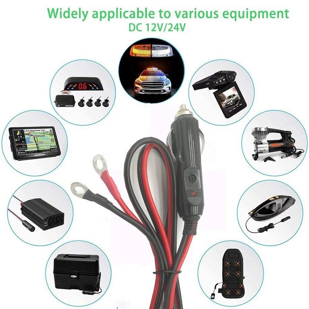 12-24V Portable Power Supply Cord 10A Car Male Plug with 50cm Cable Wire Cigaret Socket Adapter To Auto Cigarette Lighter Socket
