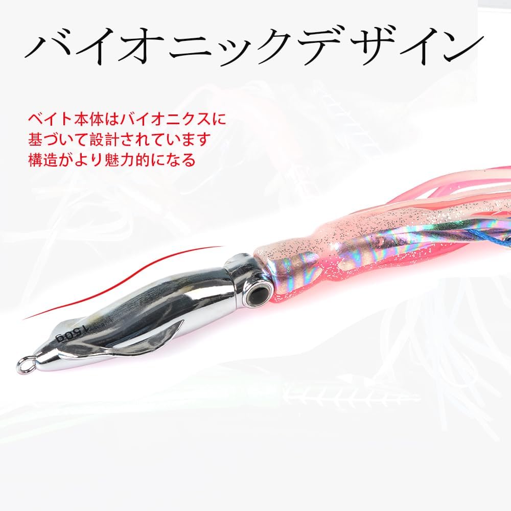 Tolure 60g 3D Eye Luminous Metal Jig Lure with PVC Tail All 4 Colors- Octopus Design, Perfect for Tuna, Mackerel, Snapper
