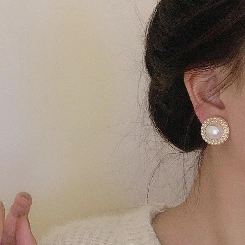 Fashion Bohemian Big Imitation Pearl Stud Earring Mascot Ornaments For Women Valentine's Accessories Gift Wholesale