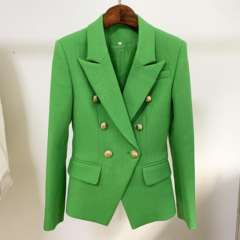 

Модна куртка жіноча Класичні двобортні металеві левові ґудзики Blazer XL grass зелений колір