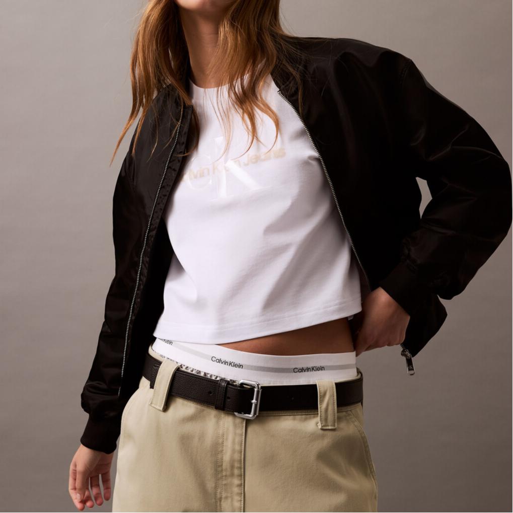 Calvin Klein Minimalist Comfortable Short Sleeve Logo T-Shirt Women Tops Bright-White 47AB814-YAA