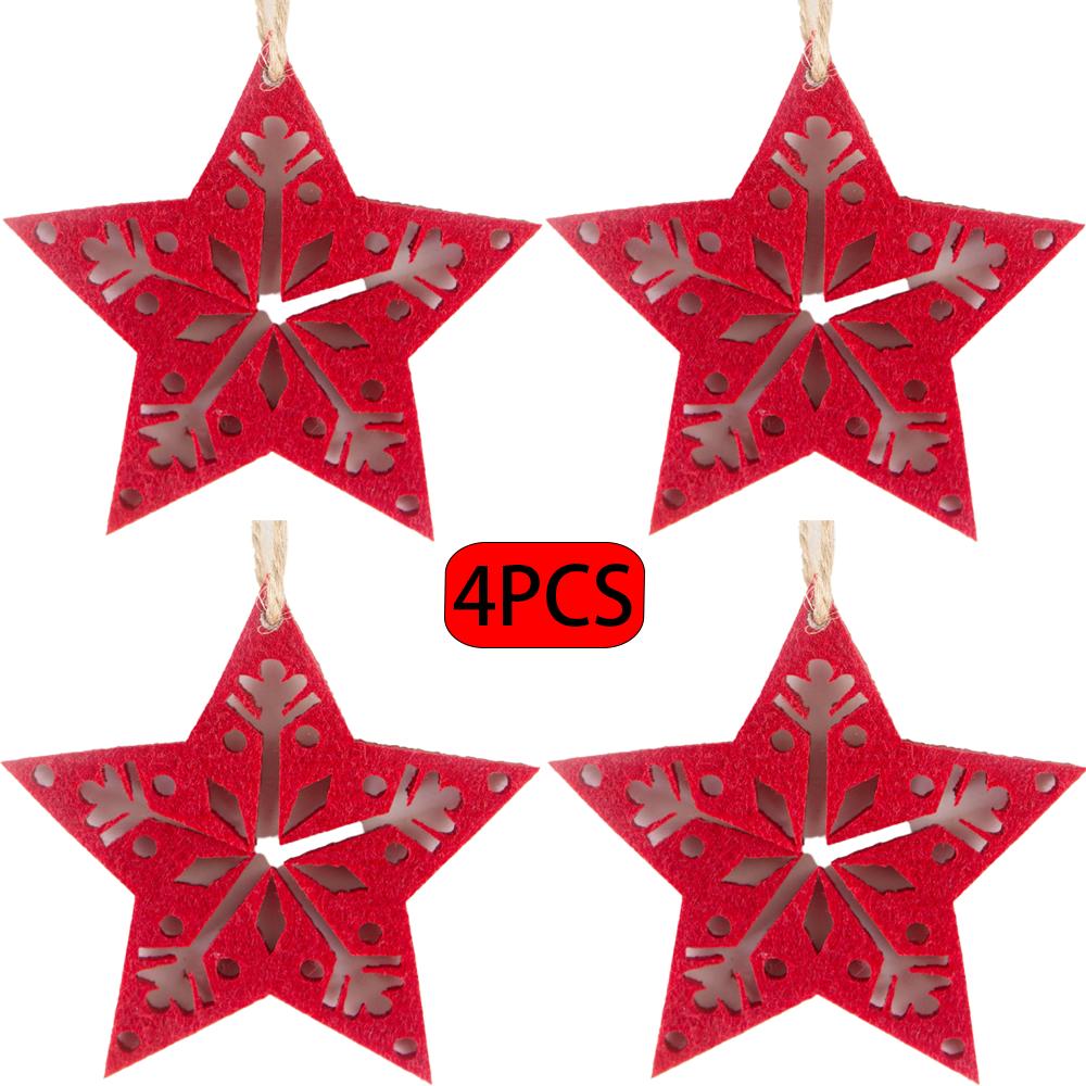 4 STÜCKE Weihnachten Filz Ornamente Hängende Dekorationen - Lebkuchenmann/Weihnachtsbaum/Stern/Glocke für Feiertags-Weihnachtsdekoration