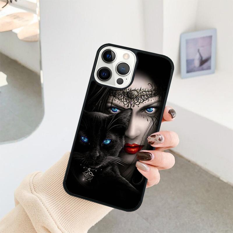 Witch Black Cat Phone Case For iPhone 17 Air 16 15 14 11 12 13 Pro MAX Plus coque Cover Shell