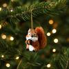 Realistic Squirrel Stuffed Toy Plush Hanging Ornament, Artificial Fur Animal Figurine for Christmas Cute Pendant Car Mirror Tree Decor, Rearview