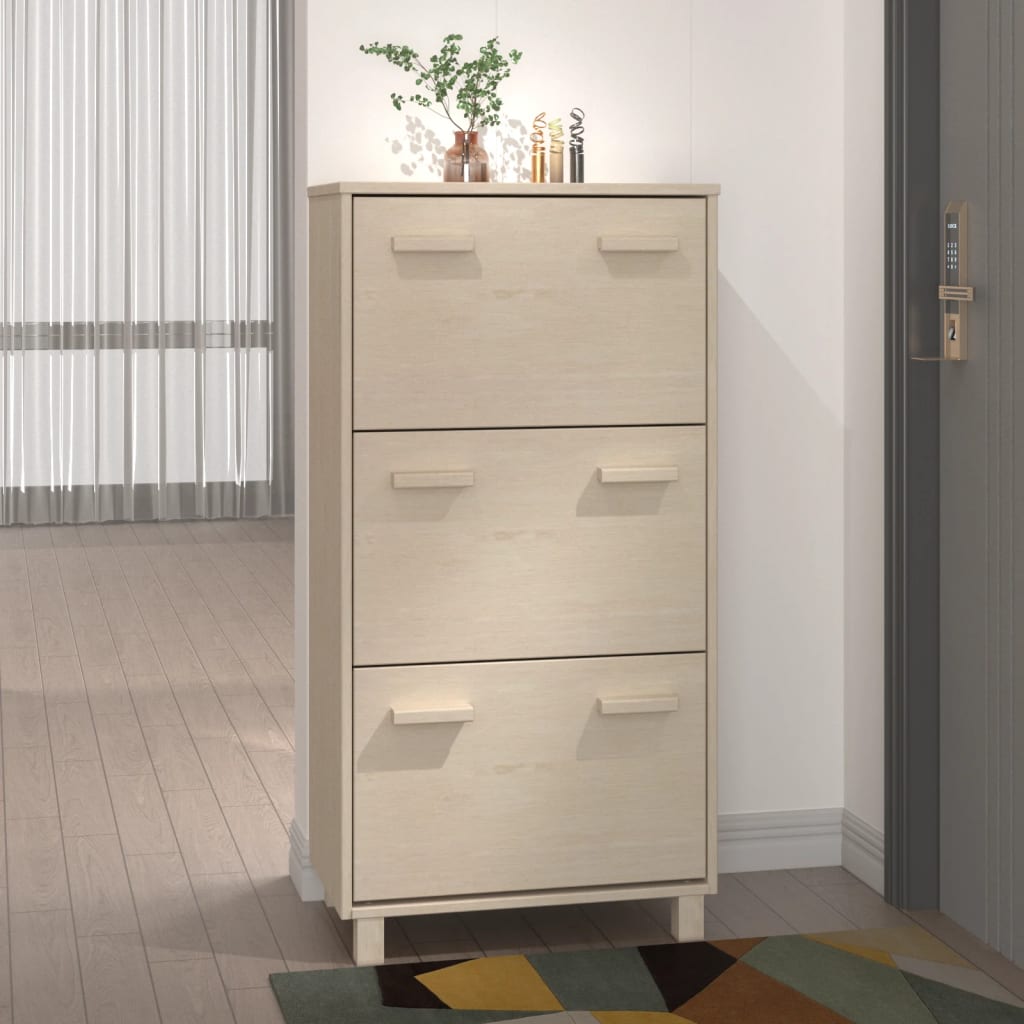 Shoe Cabinet HAMAR Honey Brown 59.5 x 35 x 117 cm Solid Pine Wood