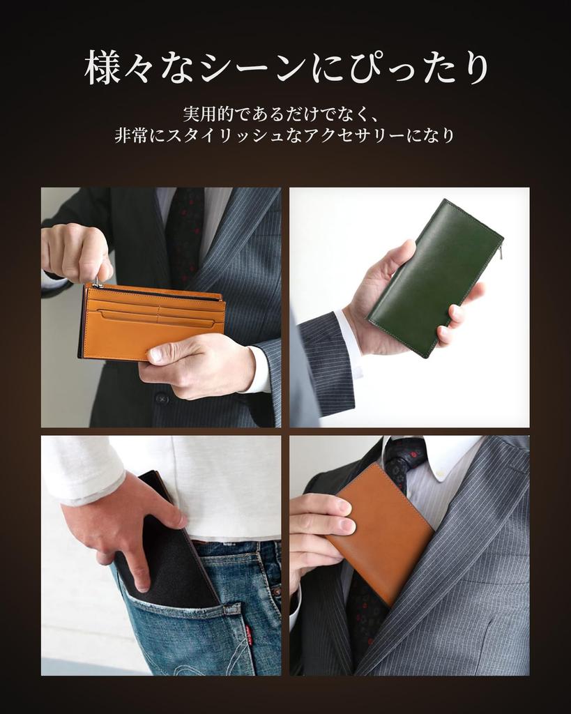 ACLUO Tochigi Leather Long Wallet Made by a Top Leather Craftsman Genuine Leather Wallet Thin Large Capacity Long Zaif Leather Wallet YKK Zipper Coin
