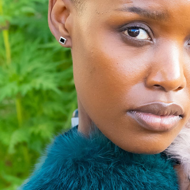 BE/GINS Silver925 ROCA MINI RECTANGLE ONYX EARRINGS