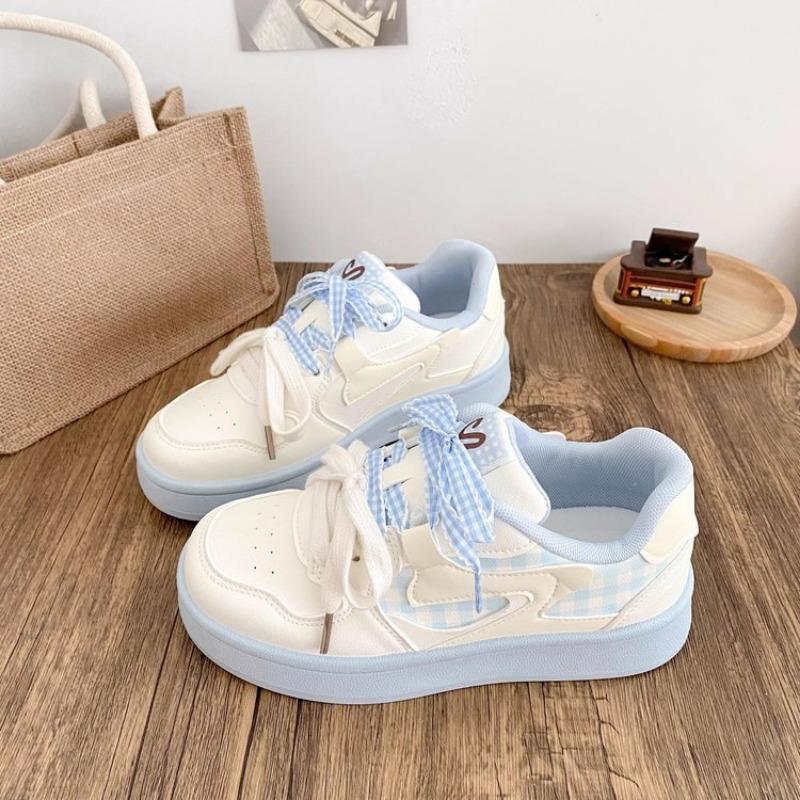 College style bread shoes autumn new plaid pair of shoelaces thick baseplate shoes fashion versatile casual shoes women