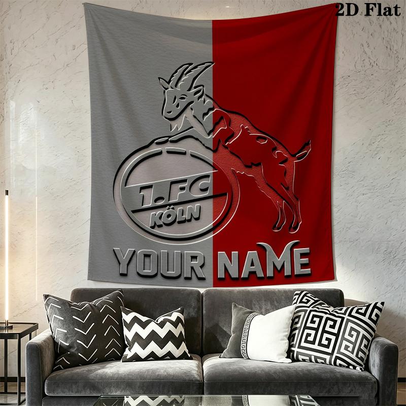 Custom Name FC KÖLN Wall Tapestry Aesthetic Wall Hanging Printed Fabric Blanket Decorative Tapestries for Bedroom Living Room Home Decor