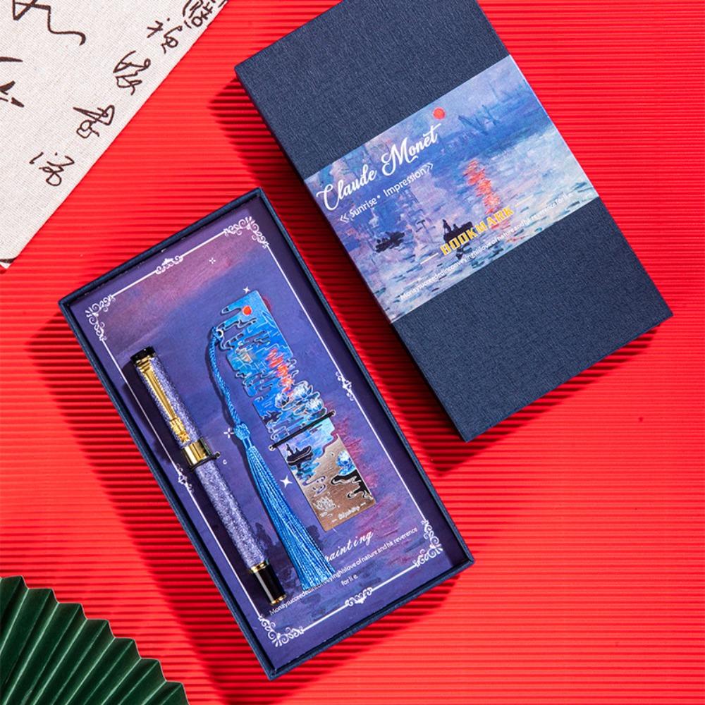 Tassel Pendant Metal Bookmark Metal Floral Painting Bookmark  School Office Supplies