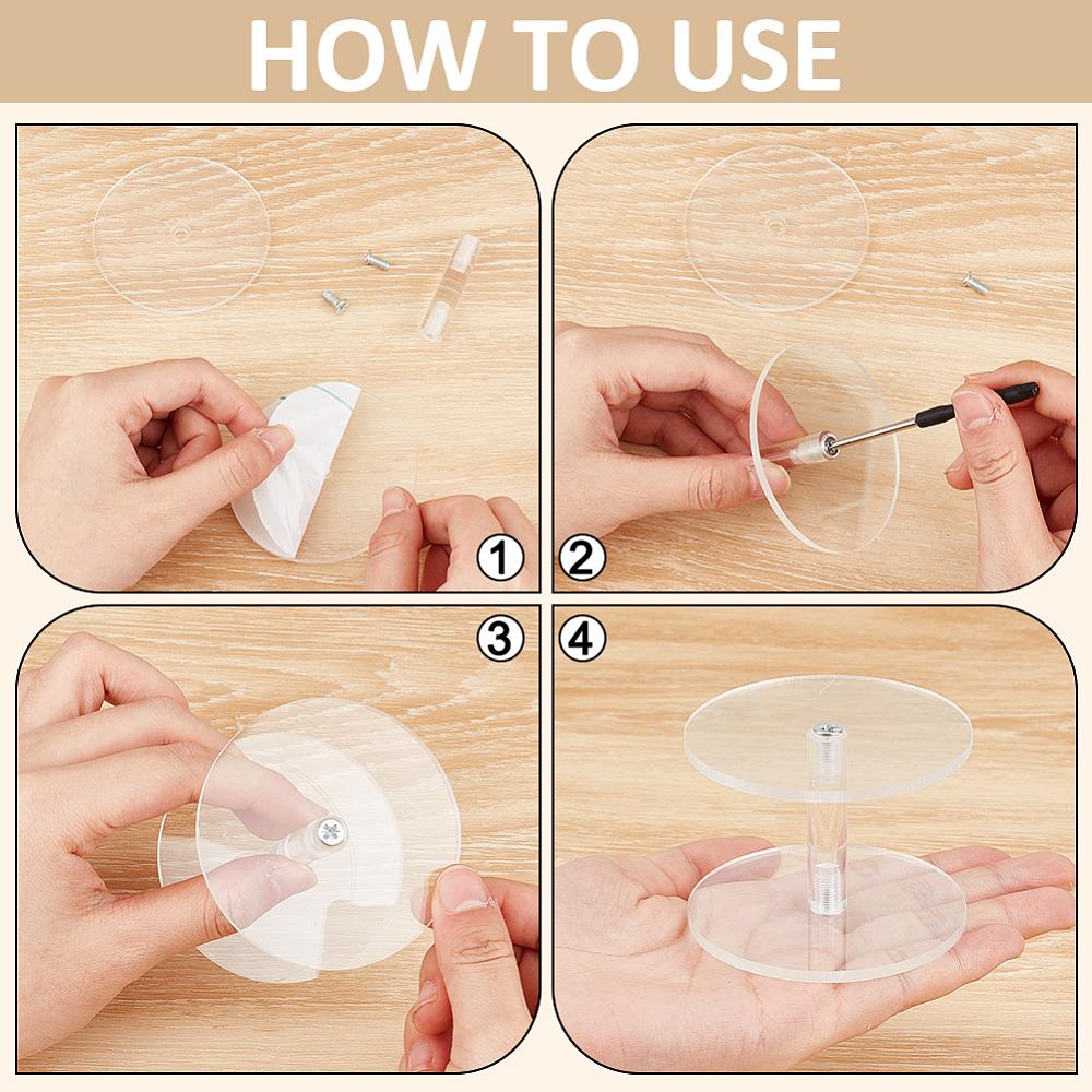 6pcs Round Transparent Acrylic Minifigure Display Stands Model Display Riser for Figures Makeup Clear Finished Product: 7x5.15cm